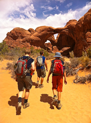 Hiking in Arches National Park, Utah.