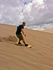 Sandboarding in Great Sand Dunes National Park, Colorado