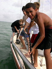 Weighing anchor on a sailing trip